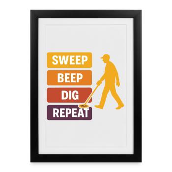 Sweep Beep Dig Repeat Metal Detecting - Framed poster (27 × 37 cm) - black - Front