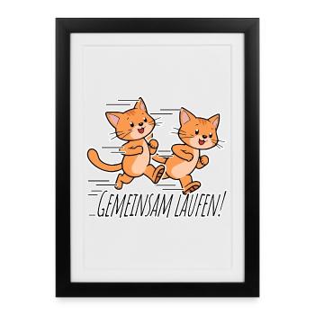 Courez ensemble ! Équipe de course des chats mignons ! - Affiche encadrée (27 × 37 cm) - noir - Devant