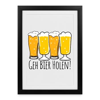 Va chercher de la bière ! - Affiche encadrée (27 × 37 cm) - noir - Devant