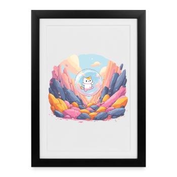Boule de chat dans le canyon coloré - Affiche encadrée (27 × 37 cm) - noir - Devant
