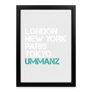 Vacances en mer Baltique LONDRES NEW YORK PARIS TOKYO Drôle - Affiche encadrée (27 × 37 cm) - noir - Devant