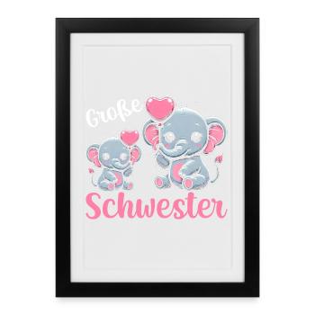 Big Sister Elephants Older Sibling - Framed poster (27 × 37 cm) - black - Front