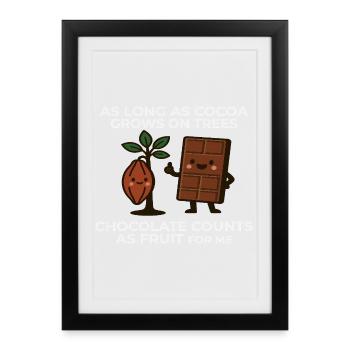 Le chocolat est un fruit – l’expression humoristique du cacao - Affiche encadrée (27 × 37 cm) - noir - Devant