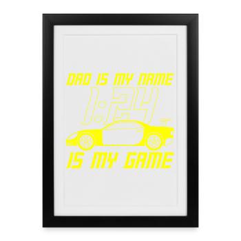 Papa est mon nom 1:24 est ma course de machines à sous de course - Affiche encadrée (27 × 37 cm) - noir - Devant