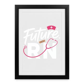 Futur infirmier diplômé stéthoscope et clinique - Affiche encadrée (27 × 37 cm) - noir - Devant