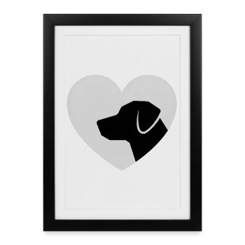 Silhouette de chien en forme de cœur en chemise - Affiche encadrée (27 × 37 cm) - noir - Devant
