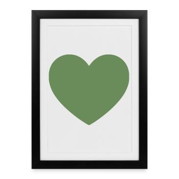 Cadeau de la Saint-Valentin vert cœur vert - Affiche encadrée (27 × 37 cm) - noir - Devant
