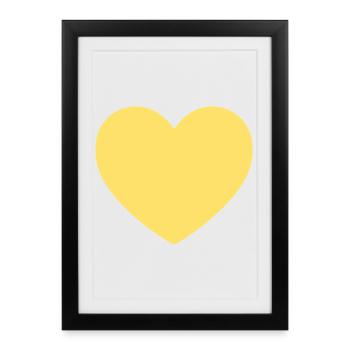 cadeau jaune cœur jaune pour la Saint-Valentin - Affiche encadrée (27 × 37 cm) - noir - Devant