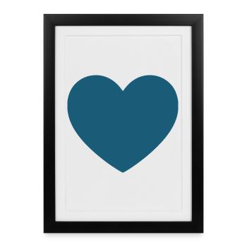 blue heart gift valentine's day - Framed poster (27 × 37 cm) - black - Front