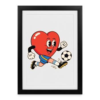 Heart Kicker Football Heart - Framed poster (27 × 37 cm) - black - Front