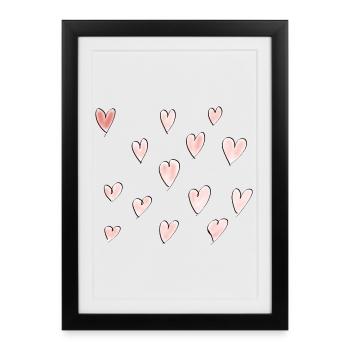 Serduszka - Cœurs - Affiche encadrée (27 × 37 cm) - noir - Devant