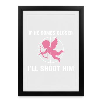Anti-Valentine's Day – Cupid in the Crosshairs - Framed poster (27 × 37 cm) - black - Front