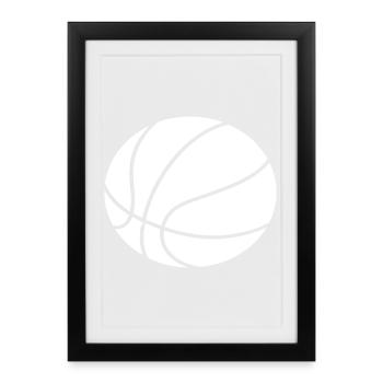 Plan minimal de basketball : conception sportive - Affiche encadrée (27 × 37 cm) - noir - Devant