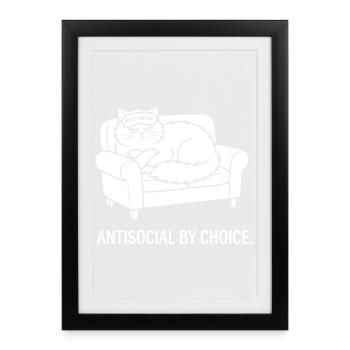 Antisocial by Choice Cat Gift - Framed poster (27 × 37 cm) - black - Front