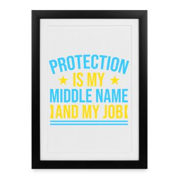 Protection de l’agent d’assurance Mon travail Assurance drôle - Affiche encadrée (27 × 37 cm) - noir - Devant