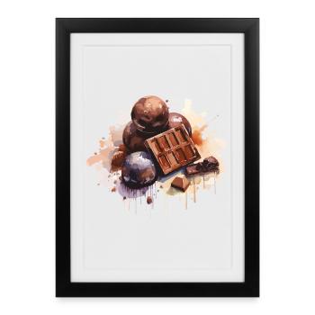Art aquarelle au chocolat - Affiche encadrée (27 × 37 cm) - noir - Devant