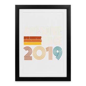 Génial depuis l’anniversaire rétro vintage de 2019 - Affiche encadrée (27 × 37 cm) - noir - Devant