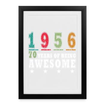 Edition limitée 1956 - Cadeau d’anniversaire 70 - Affiche encadrée (27 × 37 cm) - noir - Devant