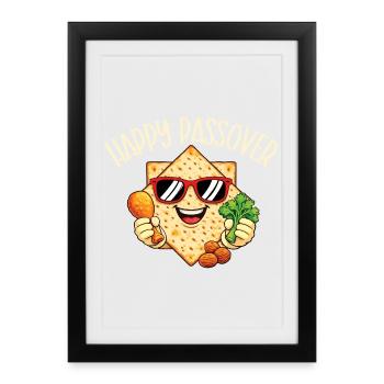 Happy Passover Jewish Holiday Pesach Celebration - Framed poster (27 × 37 cm) - black - Front