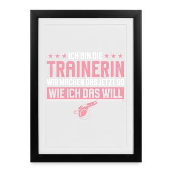Trainer Funny Gift Sports Fitness Saying - Framed poster (27 × 37 cm) - black - Front
