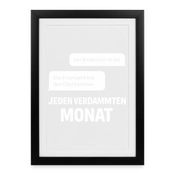 Le bureau des impôts entre dans le chat - Affiche encadrée (27 × 37 cm) - noir - Devant