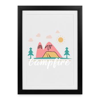 Chemise camping extérieur Campfire Nights - Affiche encadrée (27 × 37 cm) - noir - Devant