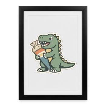 Inscription à Dino School Nom personnalisé École - Affiche encadrée (27 × 37 cm) - noir - Devant