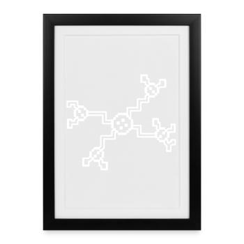 Neuron Nerve Cell Pixel 8-Bit - Framed poster (27 × 37 cm) - black - Front
