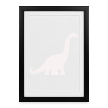 Silhouette de dinosaure à long cou - Affiche encadrée (27 × 37 cm) - noir - Devant