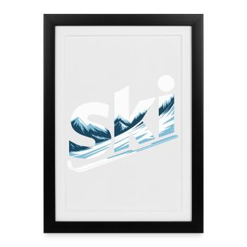 Conception faute de Panorama de la Montagne de Ski - Affiche encadrée (27 × 37 cm) - noir - Devant