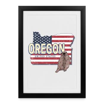 Oregon United States Retro Map Souvenir - Framed poster (27 × 37 cm) - black - Front