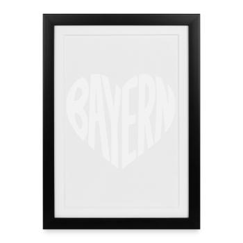 Typographie du cœur de Bavière - Affiche encadrée (27 × 37 cm) - noir - Devant
