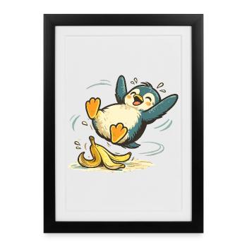 Banane Sauteuse du Pingouin - Affiche encadrée (27 × 37 cm) - noir - Devant