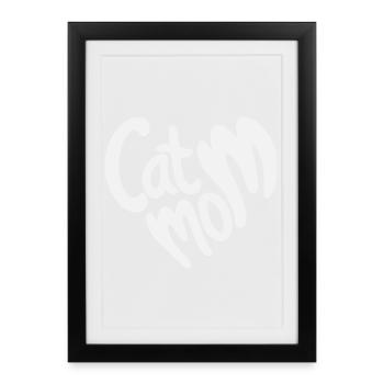 Lettrage en forme de cœur de maman chat - Affiche encadrée (27 × 37 cm) - noir - Devant