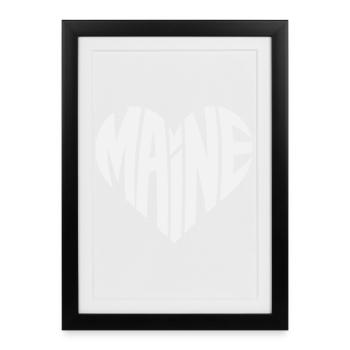 Maine Heart Typo Design - Framed poster (27 × 37 cm) - black - Front