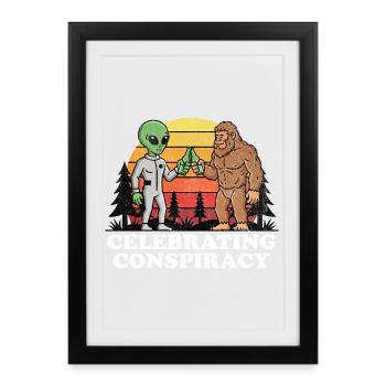 Vaisseau spatial extraterrestre Bigfoot, OVNI Sasquatch Believers - Affiche encadrée (27 × 37 cm) - noir - Devant