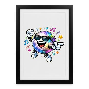Rainbow Disco Ball Dance Party - Framed poster (27 × 37 cm) - black - Front