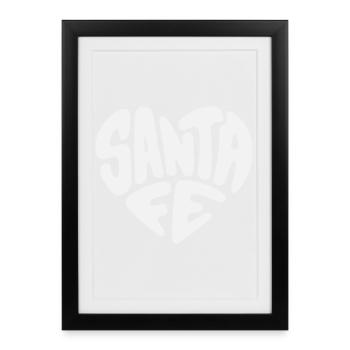 Santa Fe, Nouveau-Mexique Heart Design - Affiche encadrée (27 × 37 cm) - noir - Devant