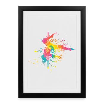 Pole Dance Bar Fitness Femmes Pole Danse - Affiche encadrée (27 × 37 cm) - noir - Devant