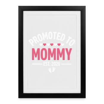 Promue maman 2026 Design de grossesse - Affiche encadrée (27 × 37 cm) - noir - Devant