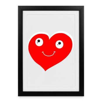 Happy Heart Hearts Valentine - Affiche encadrée (27 × 37 cm) - noir - Devant