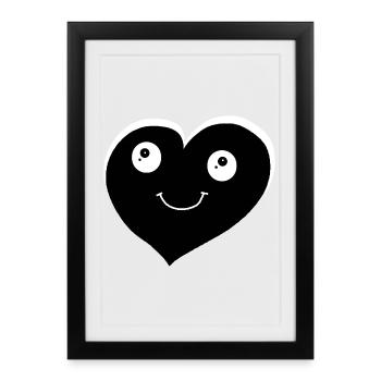 Black Heart Hearts Emotions - Framed poster (27 × 37 cm) - black - Front
