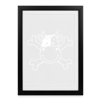 Rindfleisch Kuh Pirat Seeräuber Rind - Gerahmtes Poster (27 × 37 cm) - Schwarz - Vorne