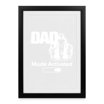 Mode papa toujours activé Chemise cadeau drôle - Affiche encadrée (27 × 37 cm) - noir - Devant