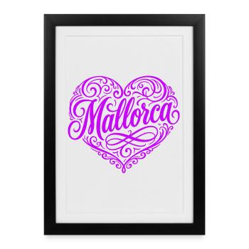 Mallorca Herz - Gerahmtes Poster (27 × 37 cm) - Schwarz - Vorne