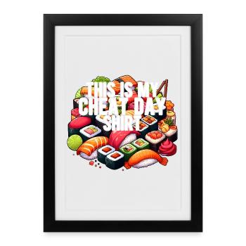 Cheat Day Sushi GYM Body Building Nutrition Funny - Framed poster (27 × 37 cm) - black - Front