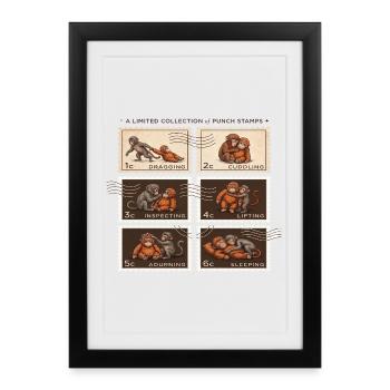 Stamps Baby Monkey Punch - Framed poster (27 × 37 cm) - black - Front