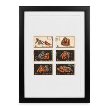 Stamps Baby Monkey Punch - Framed poster (27 × 37 cm) - black - Front