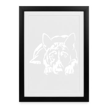 Basenji « Édition Noire » - Affiche encadrée (27 × 37 cm) - noir - Devant
