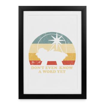 Noël rétro drôle de Bébé Jésus - Affiche encadrée (27 × 37 cm) - noir - Devant